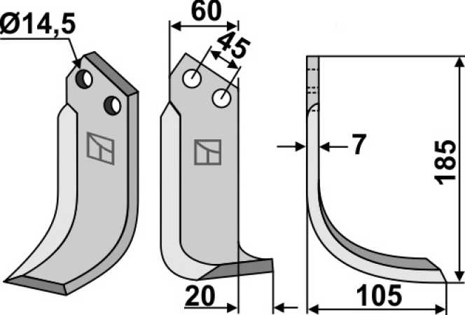 Fräsmesser 185x60mm, rechts